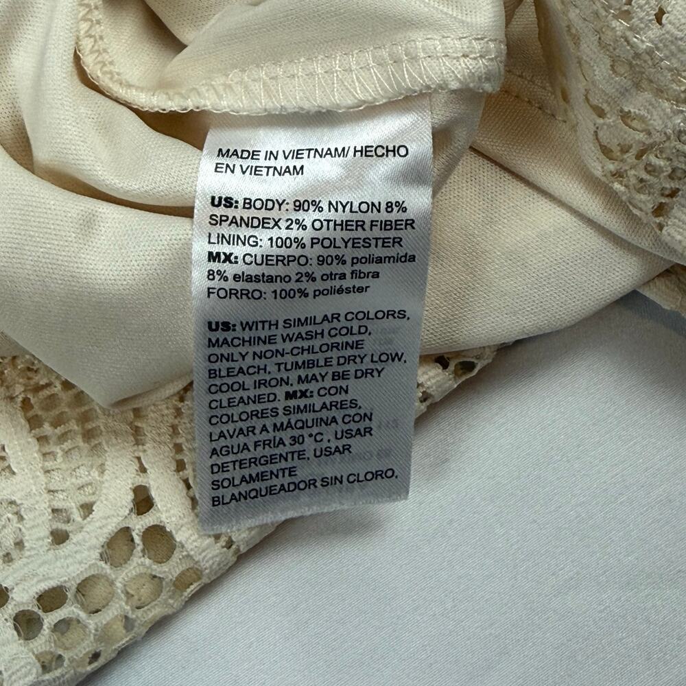 Chico's Lace Knit Cream Top Mock Neck Lined Elbow Tee Grandma Cottage NEW XL - Picture 12 of 12